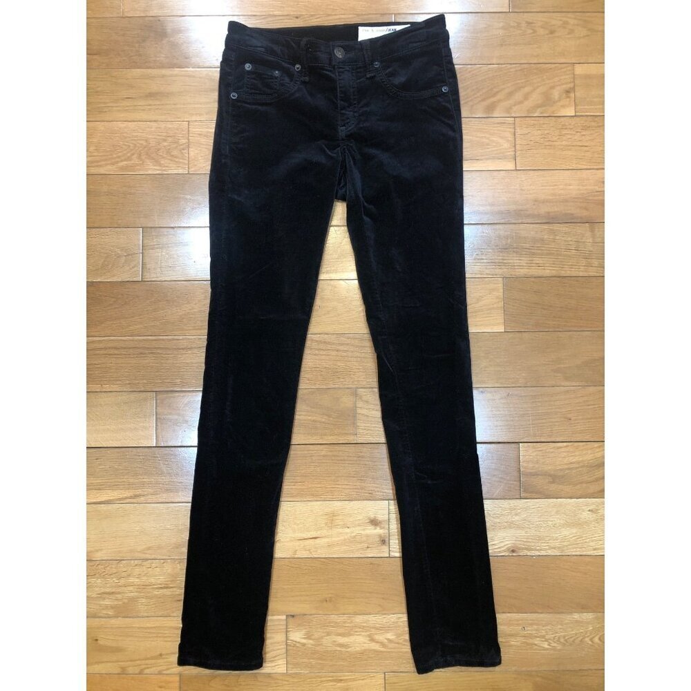 Rag & Bone Black Velvet Skinny Stretch Mid Rise Jeans Size 25